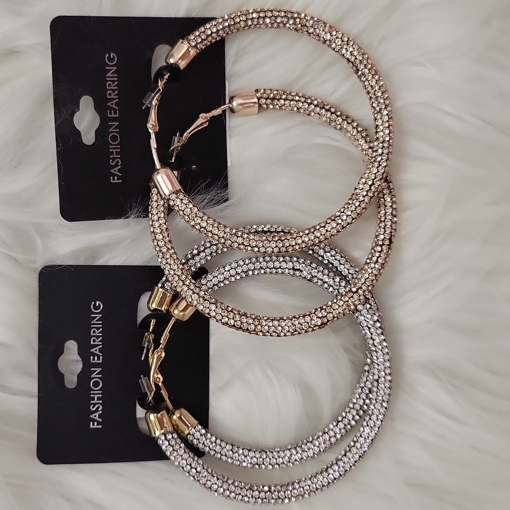 SALE!! Brand New GLITTER HOOP Fashion Earrings-2CT.